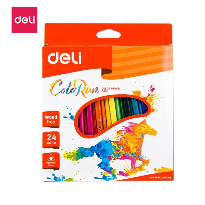 Jual Deli Ec00120 Triangle Bright School Plastic Colored Pencil 24 Color Online Januari 2021 Blibli