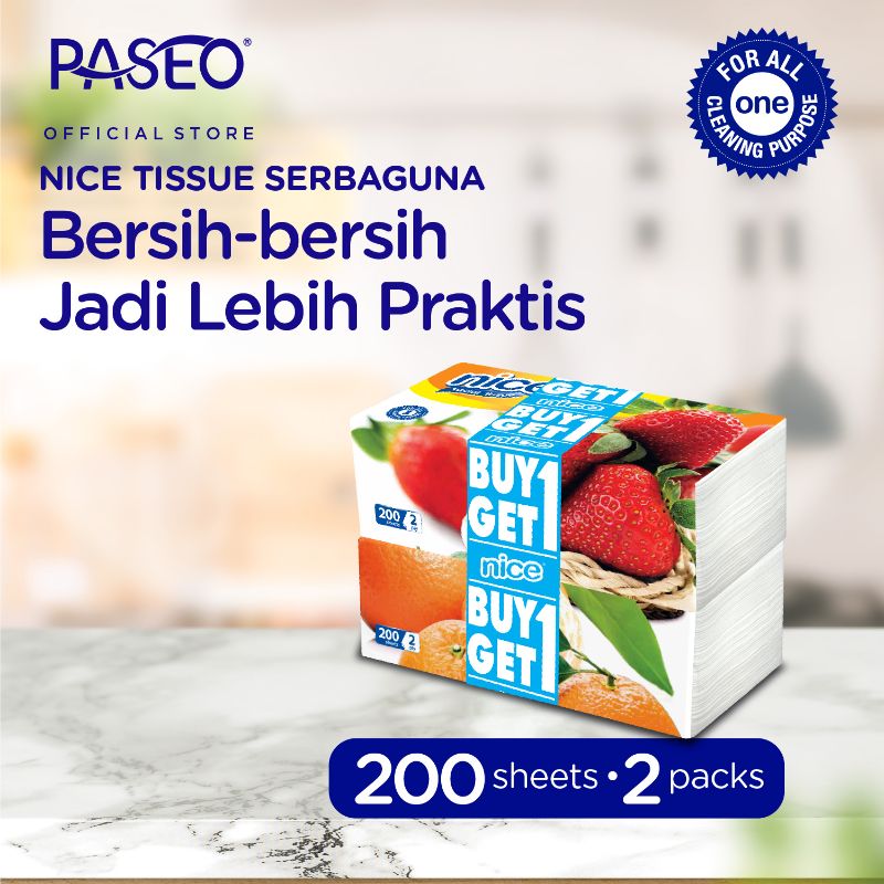 Promo [BUY 1 GET 1] Nice Tissue Wajah Soft Pack 200 Sheets Diskon 15