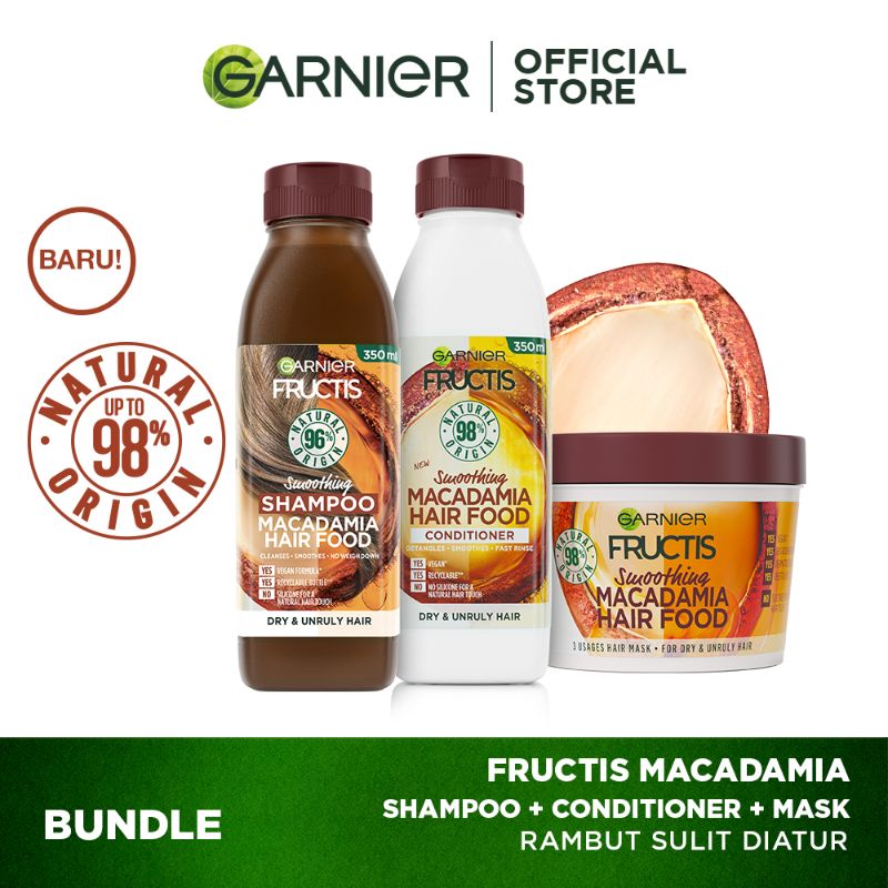 Jual Garnier Fructis Hair Food Macadamia Shampoo + Hair Mask + Conditioner Di Seller Garnier