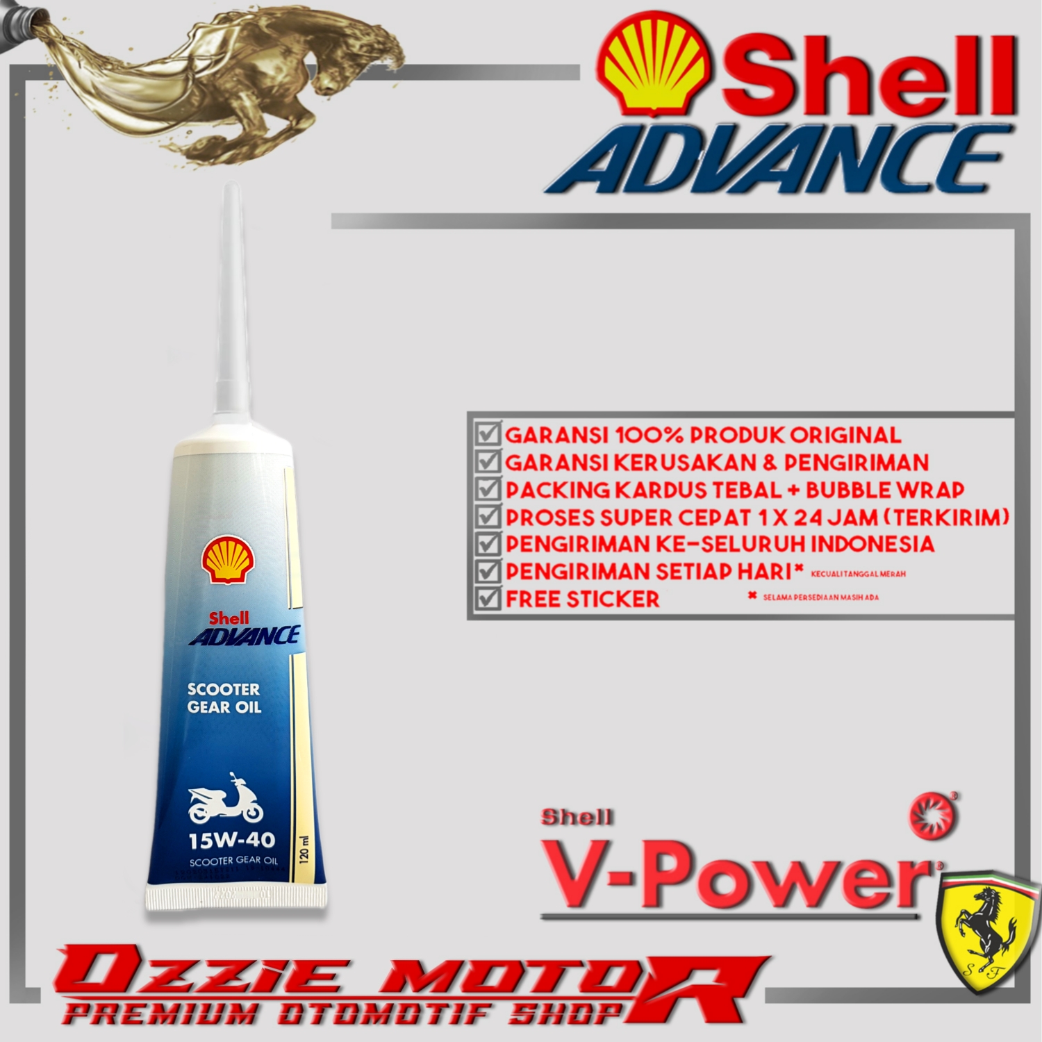 Promo Shell Advance 15w40 120ml oli gardan scooter Gear Oil Diskon 40