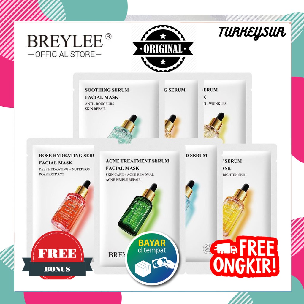 Promo BREYLEE Sheet Mask Masker Kolagen Wajah Rose Retinol Vitamin C