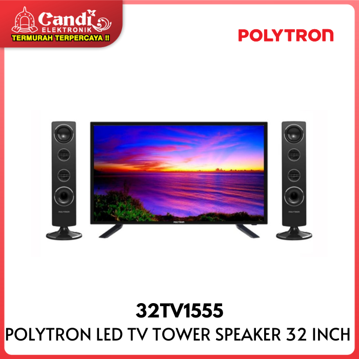 Jual LED TV PLUS TOWER SPEAKER 32 INCH POLYTRON 32TV1555 di Seller