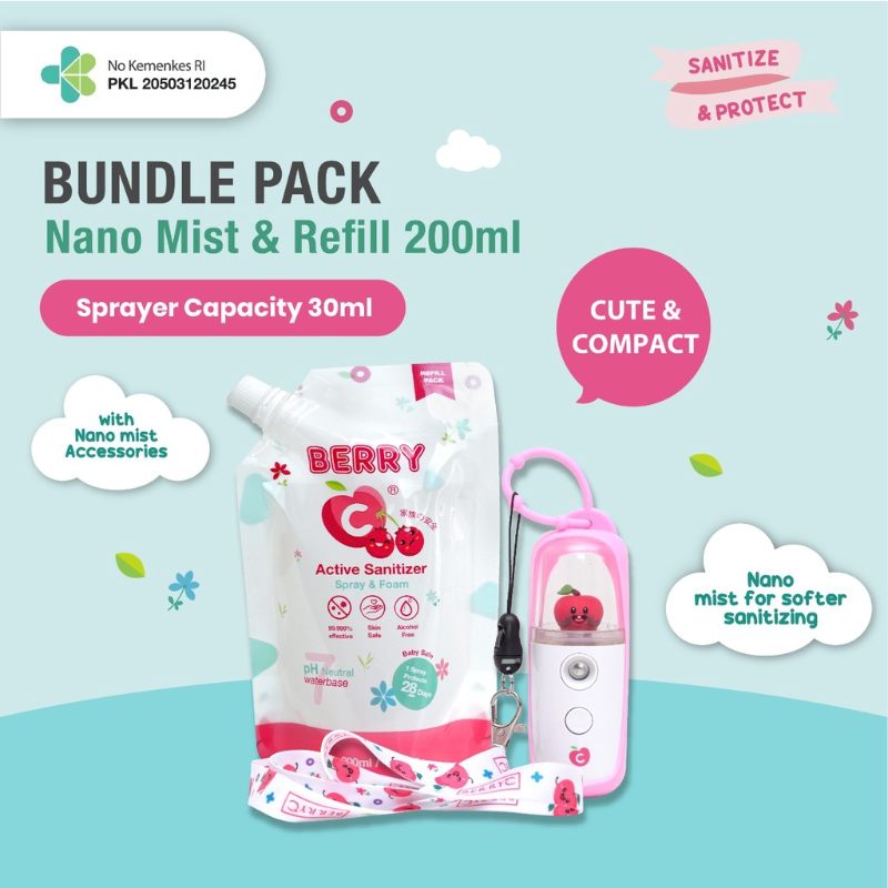 Promo BerryC Nano Mist Spray karakter + Active Sanitizer Refill 200ML