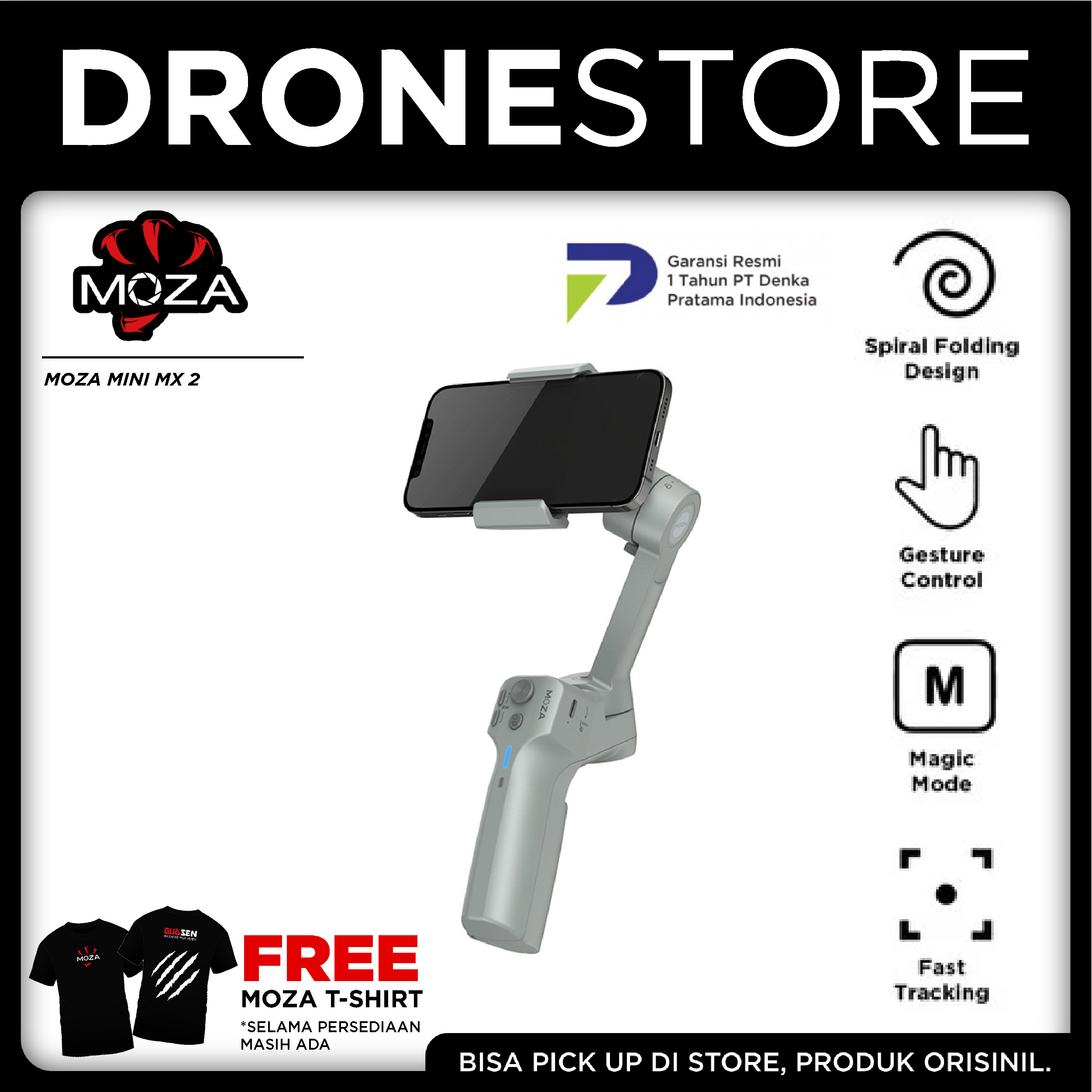 Jual Moza Mini MX 2 Gimbal Stabilizer Smartphone Original Garansi Resmi ...