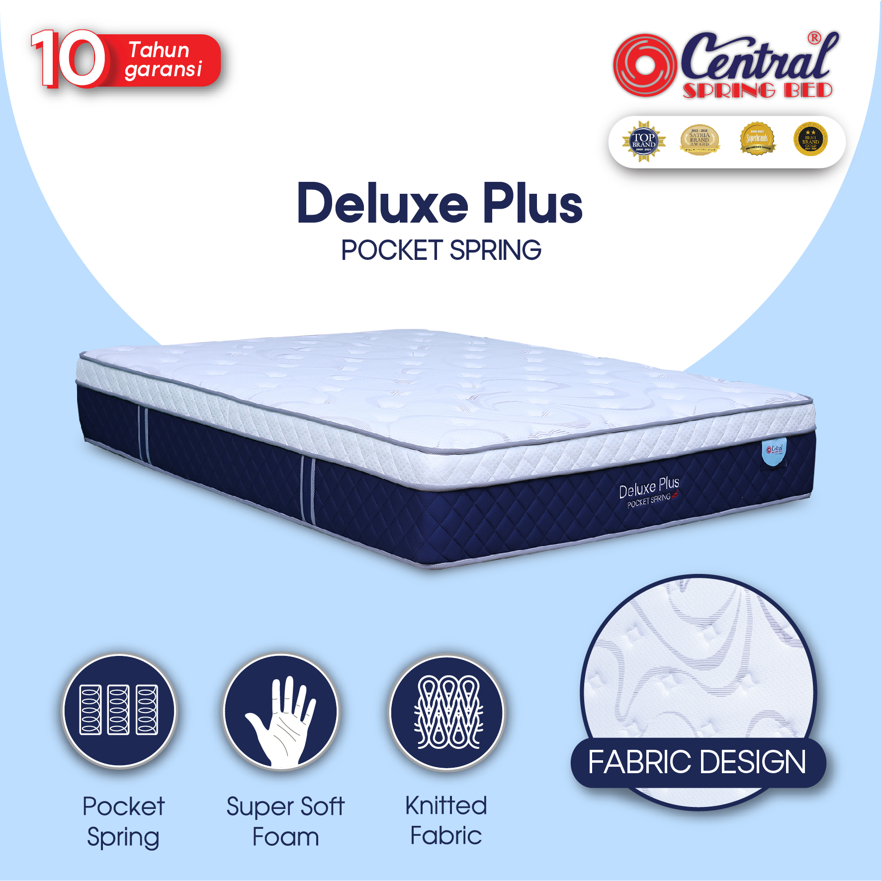 Promo Central Deluxe Plus Pocket Kasur Springbed [mattress Only] Diskon