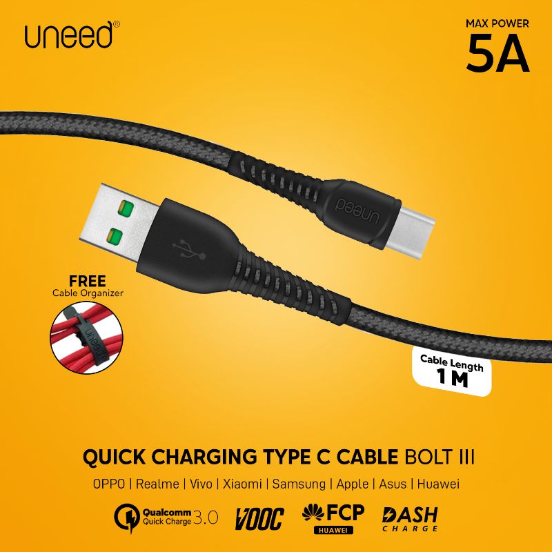 Jual Uneed Kabel Data Type C Quick Charge 3 0 Vooc Huawei Fcp Dash Charge Max 5a Ucb34c Online Desember 2020 Blibli