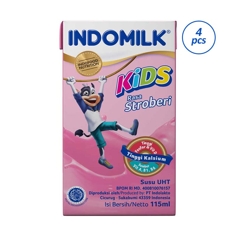 Jual Indomilk Kids Strawberry Susu Uht [115 Ml/ 4 Pcs] Terbaru Juni