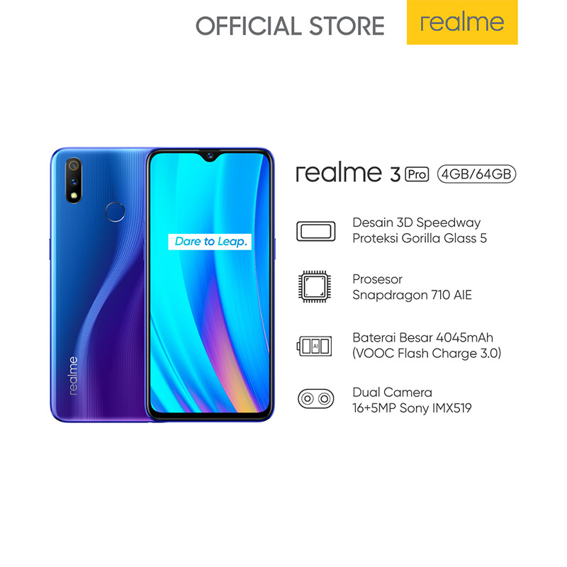 Jual Realme 3 Pro Smartphone - Nitro Blue [64GB/ 4GB
