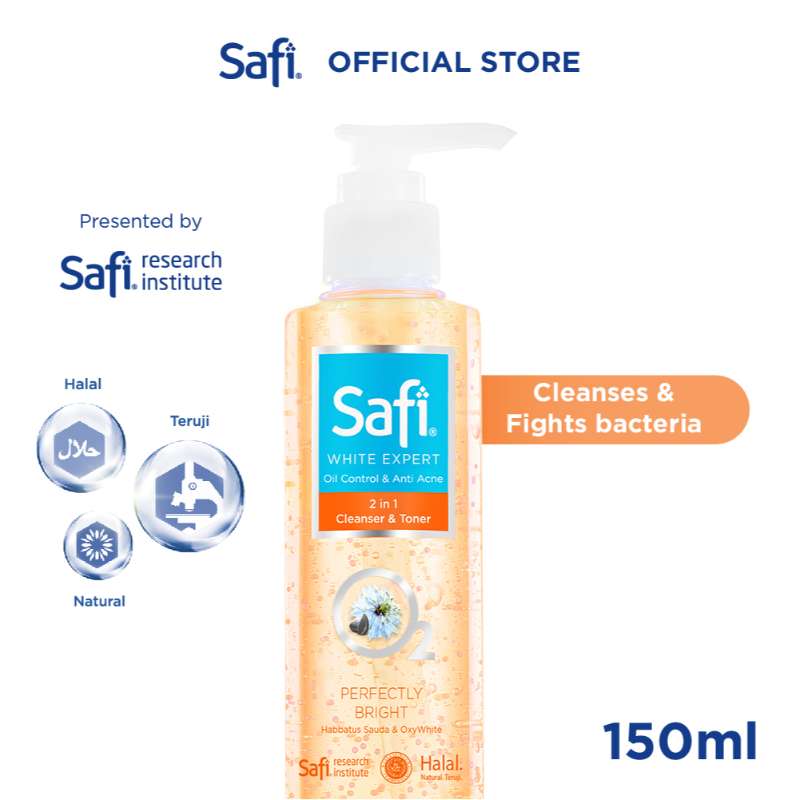 Jual Safi White Expert Oil Control & Acne 2in1 Facial Cleanser & Toner