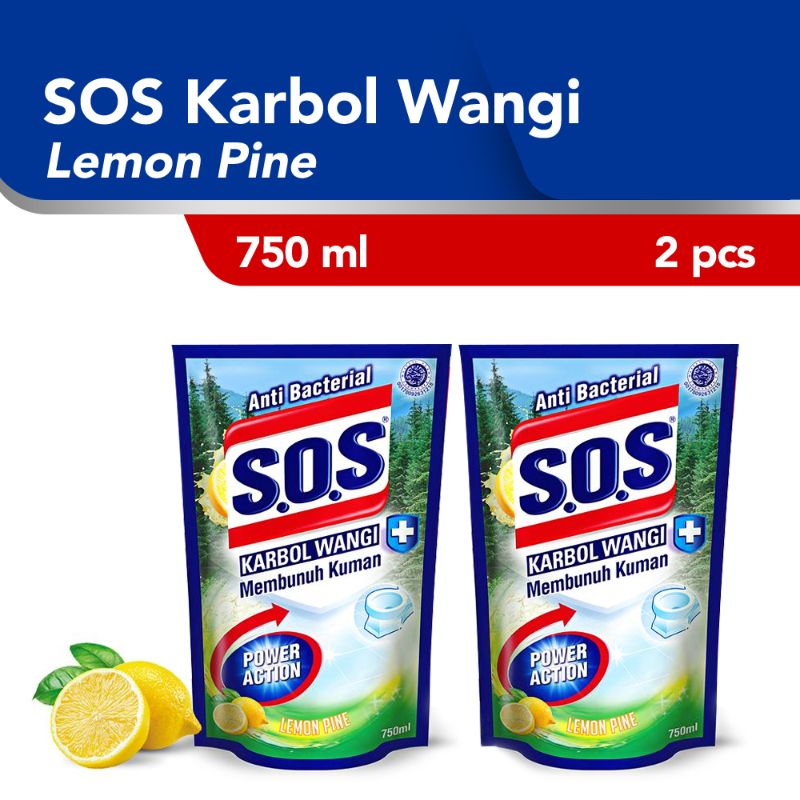 Jual SOS Karbol Lemon Pine Cairan Pembersih Lantai  750 mL 