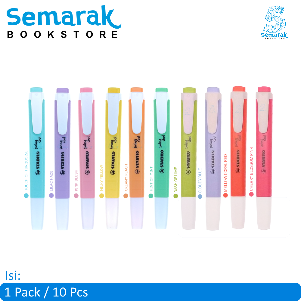 Promo Stabilo Swing Cool Pastel Edition Highlighter 1 Pack / 10 Pcs