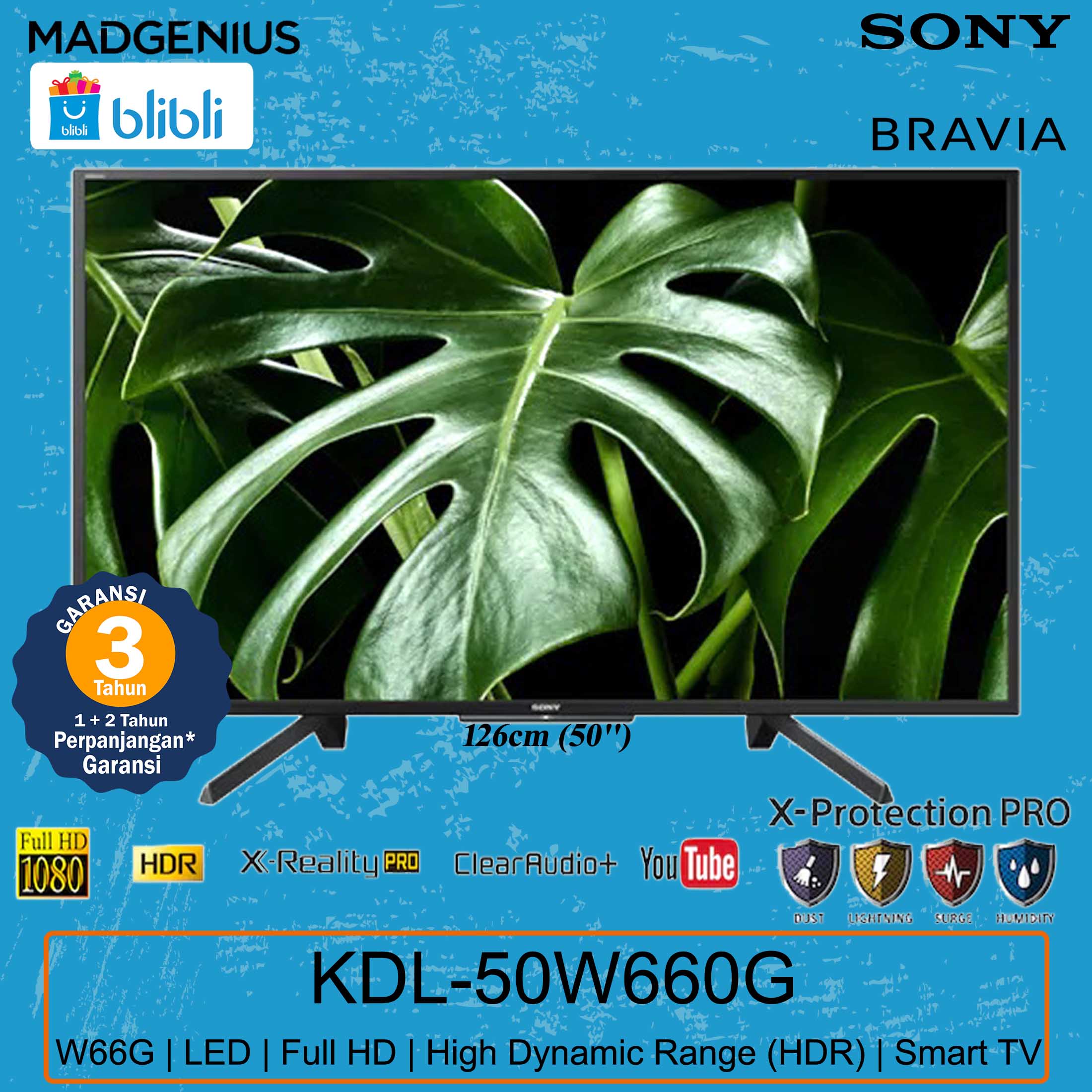 Jual SONY KDL50W660G Smart TV LED Black [Original/50 Inch/ Full HD