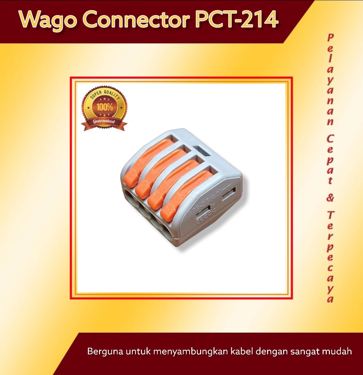 Jual Wago Connector 4 Wire 222-414 Compact Terminal Block Lever Cage ...