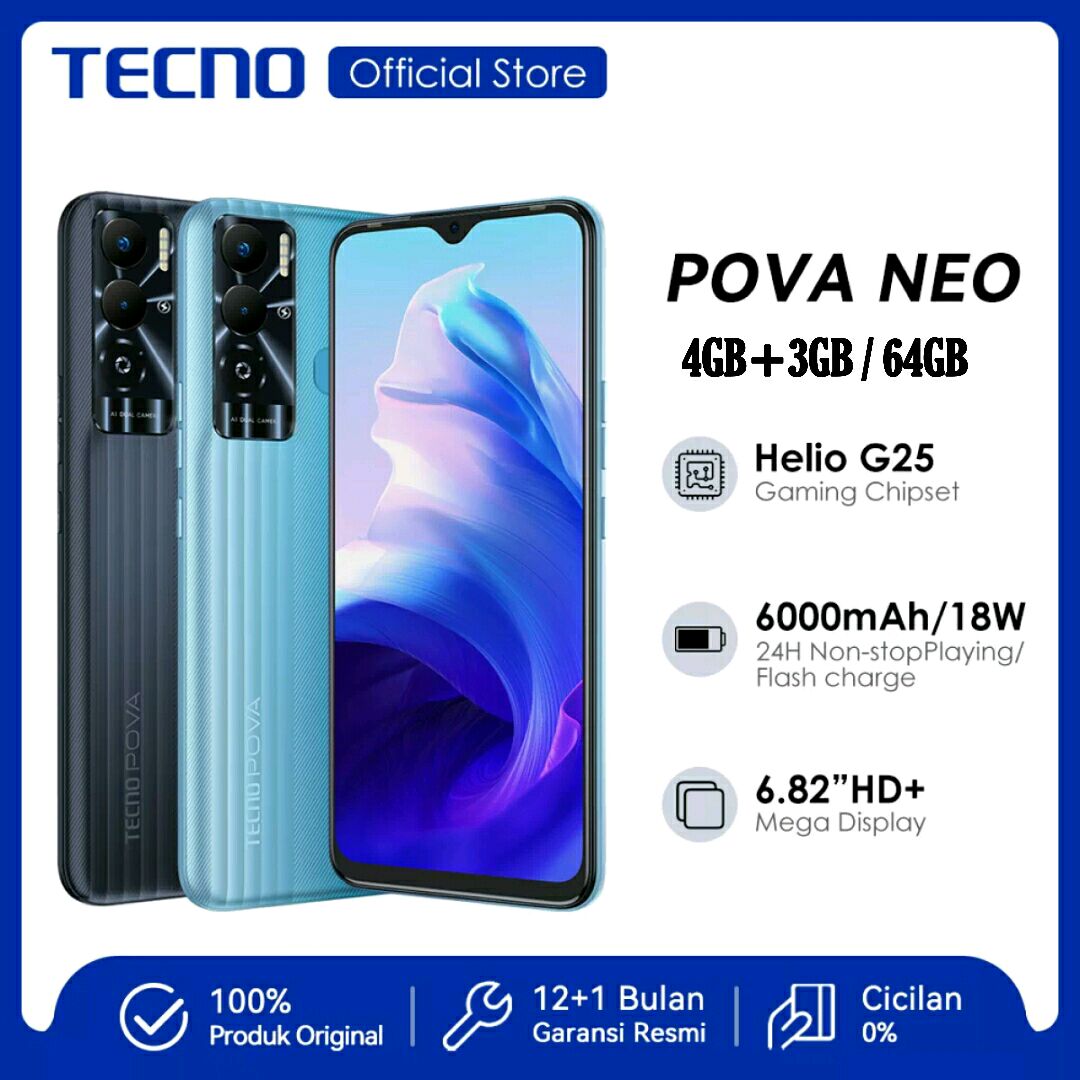Promo Tecno POVA Neo Ram 4Gb + 64Gb - Garansi Resmi di Seller KUWU CELL