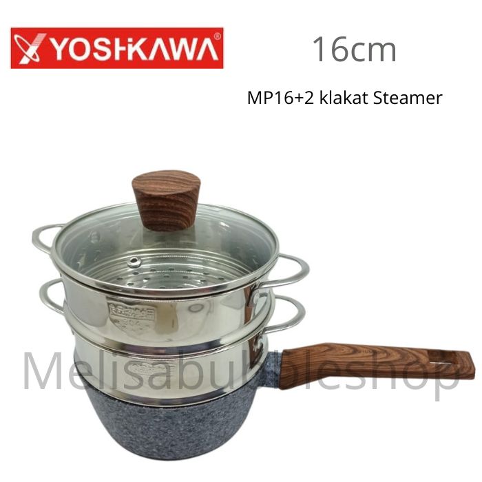 Jual Yoshikawa Saucepan Steamer 3 Susun 16cm Panci Marble Abu Kukusan