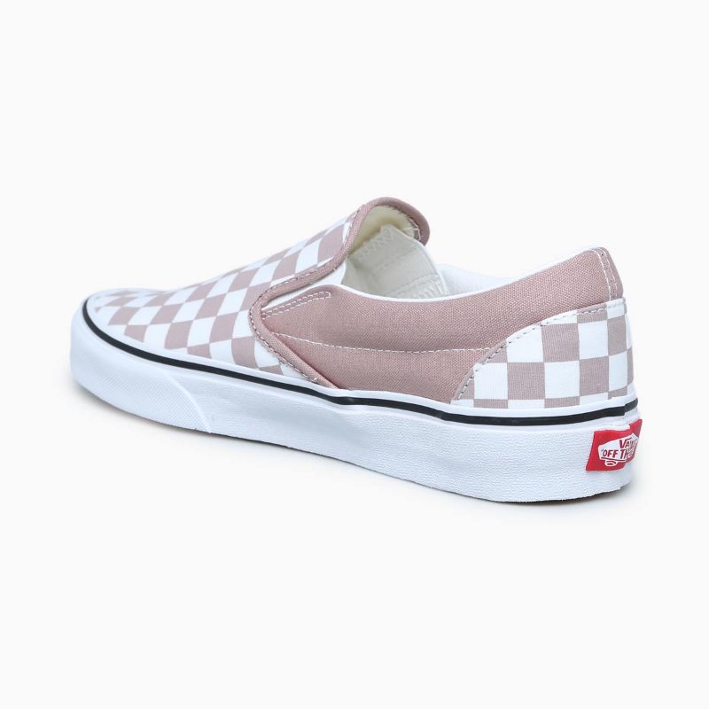 rose checkered slip on vans