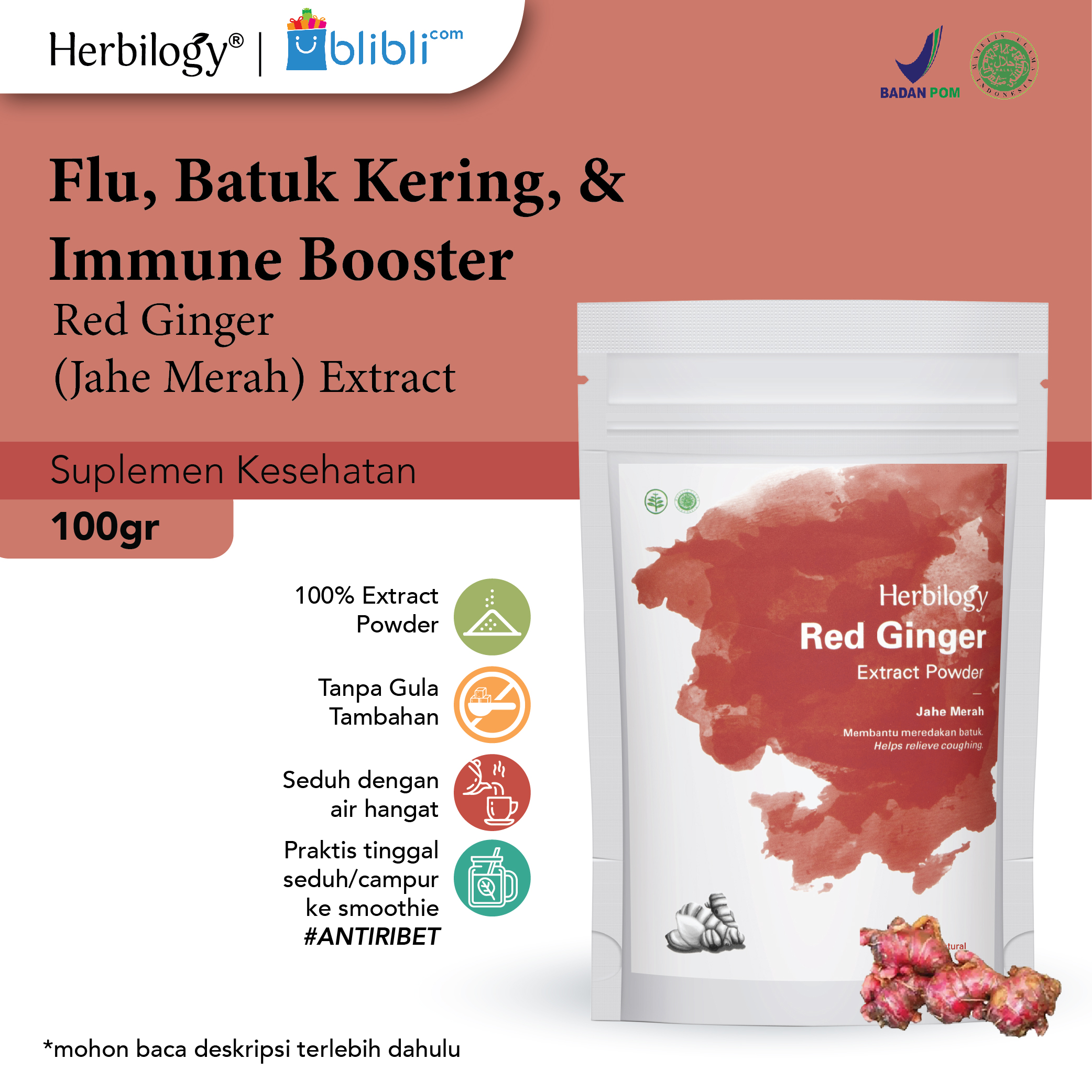 Promo Herbilogy Red Ginger Extract Powder Minuman Kesehatan Diskon 15
