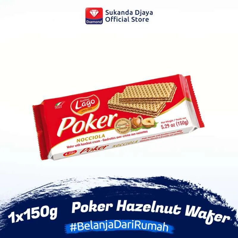 Jual Lago Poker Hazelnut Wafer 150 G Online Oktober 2020 Blibli Com