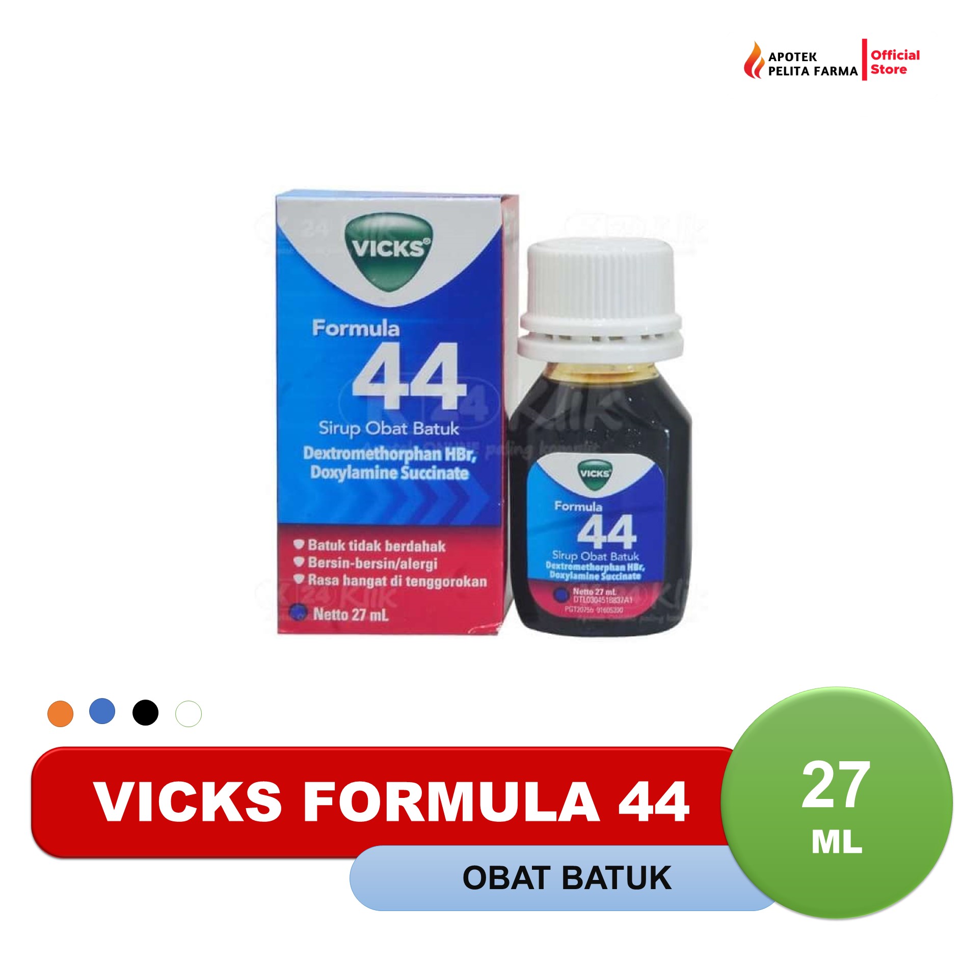 Jual VICKS FORMULA 44 27 ML  OBAT BATUK  BOTOL di Seller Apotek Pelita Farma Official Store