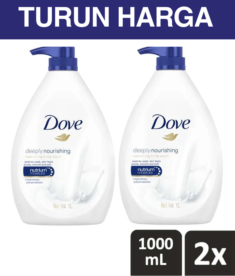Promo Dove Deeply Nourishing Body Wash Pump [1000mL/Twin Pack] Diskon 8