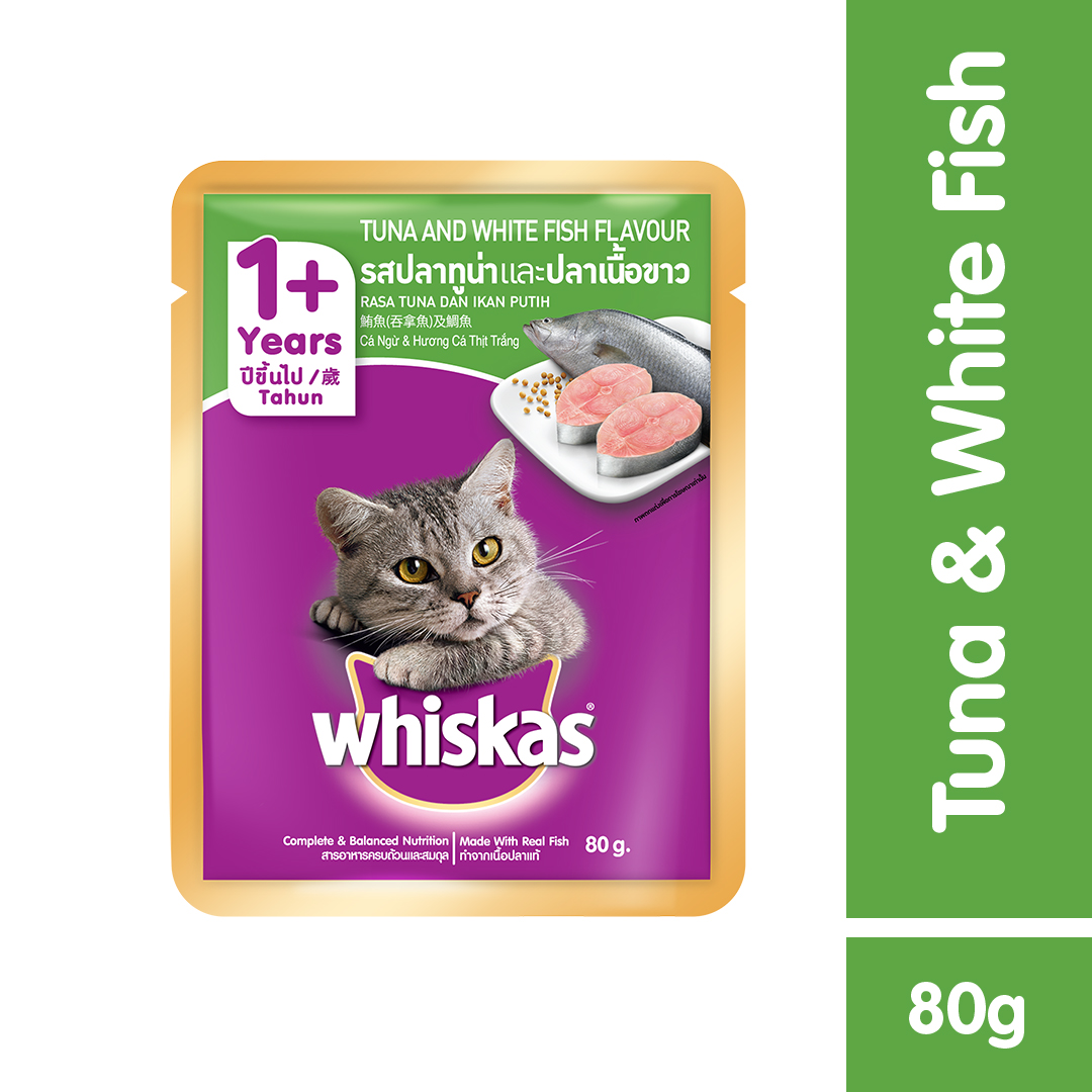 Jual WHISKAS® Makanan Kucing Basah Pouch Adult Rasa Tuna & White Fish