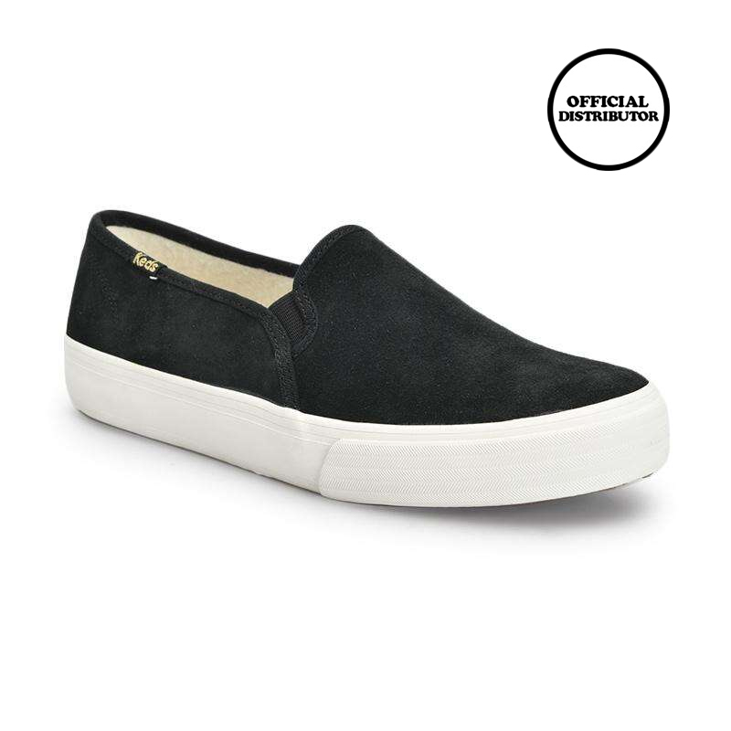 Jual Keds Double Decker Suede Shearling Slip On Wanita Black di