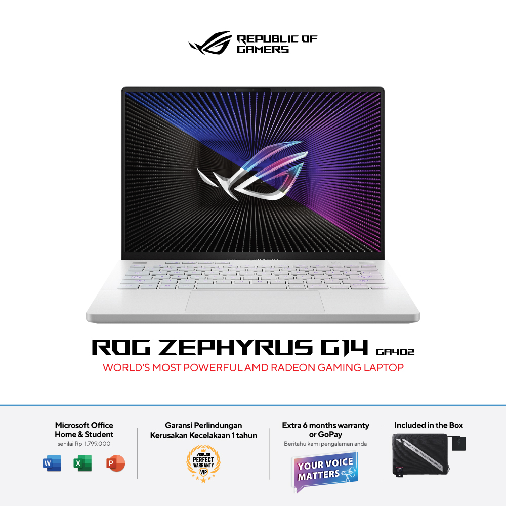 Jual Asus Rog Zephyrus G14 Ga402rjr7x6b6wo Gaming Laptop [14 Wuxga 144hz/r76800h/rx6700 8g