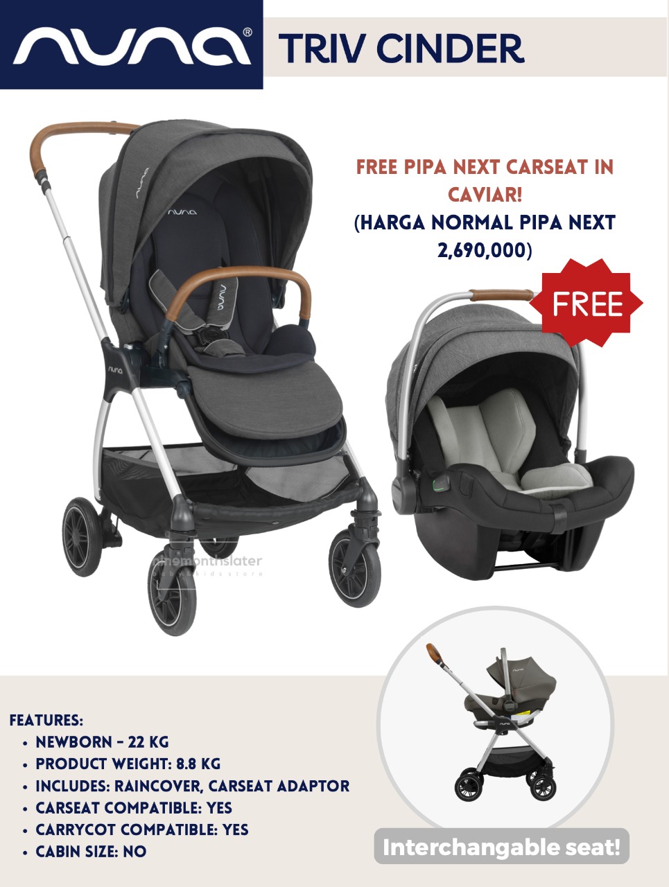Jual Nuna Triv Cinder Pipa Next Caviar di Seller Ninemonthslater
