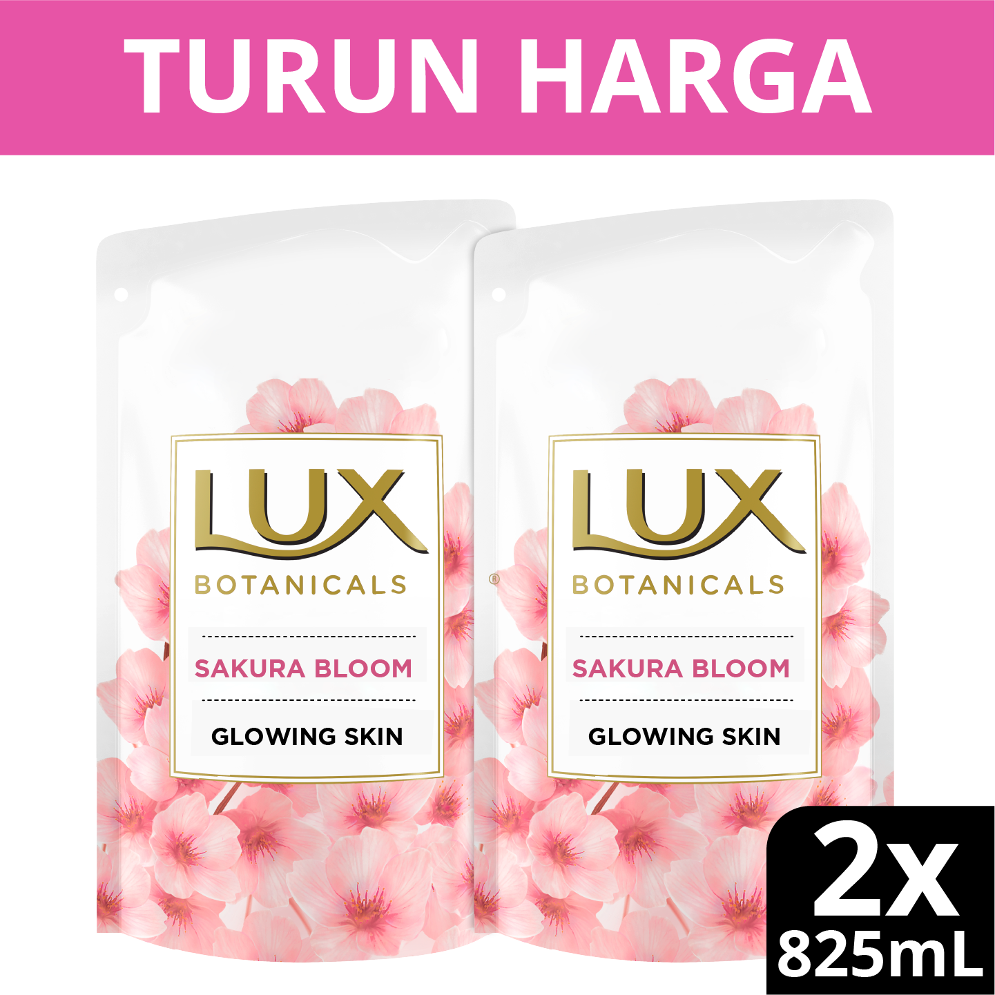 Promo Lux Sabun Cair Sakura Bloom Refill 825 mL Twinpack [2 Pcs] Diskon