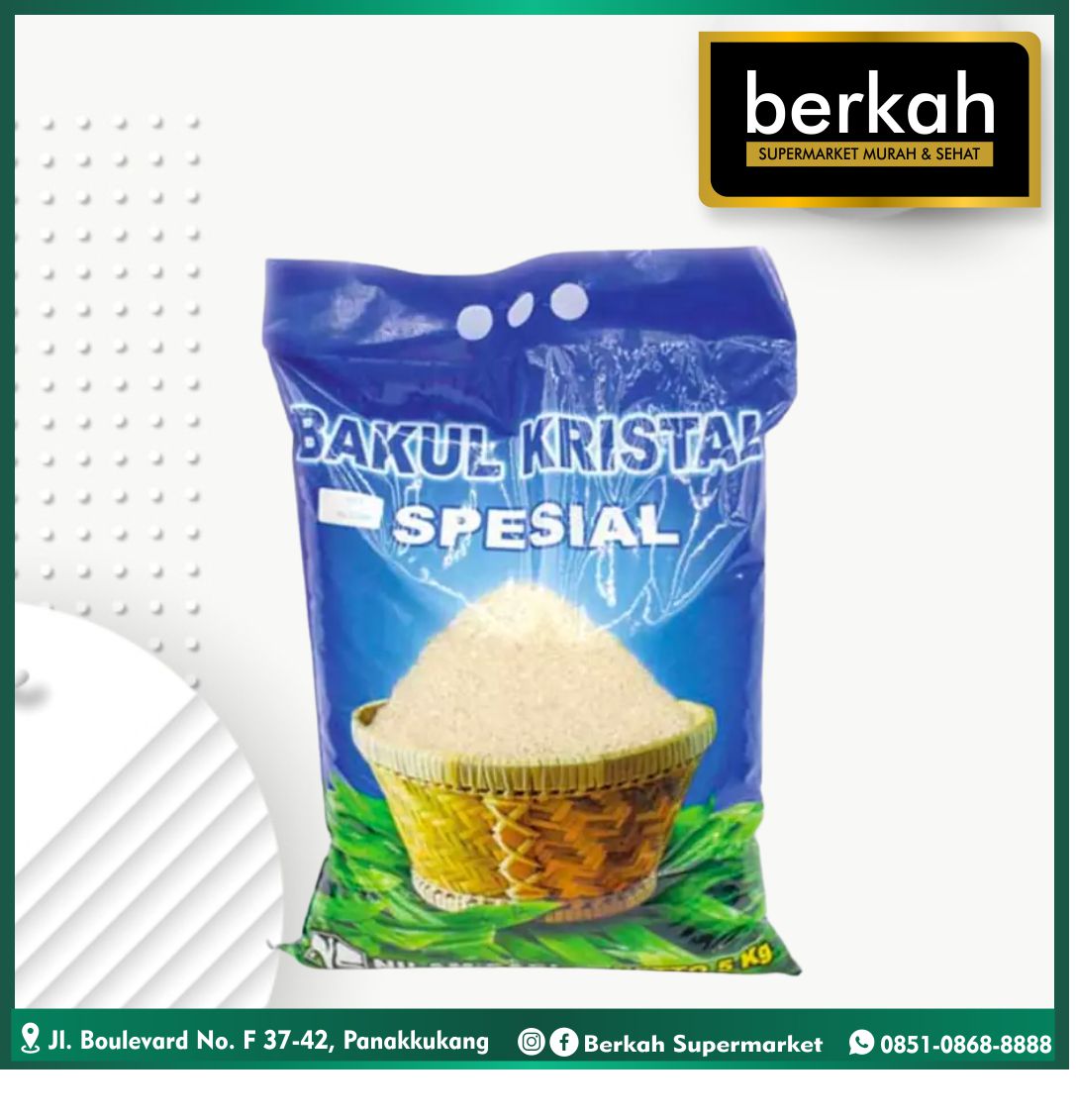Jual BERAS BAKUL KRISTAL 5 KG di Seller Berkah Supermarket - Berkah