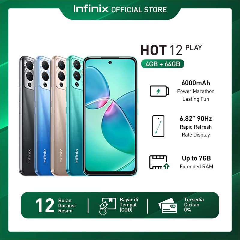 Jual Infinix Hot 12 Play [4/64GB/ Official Store] - Racing Black di ...