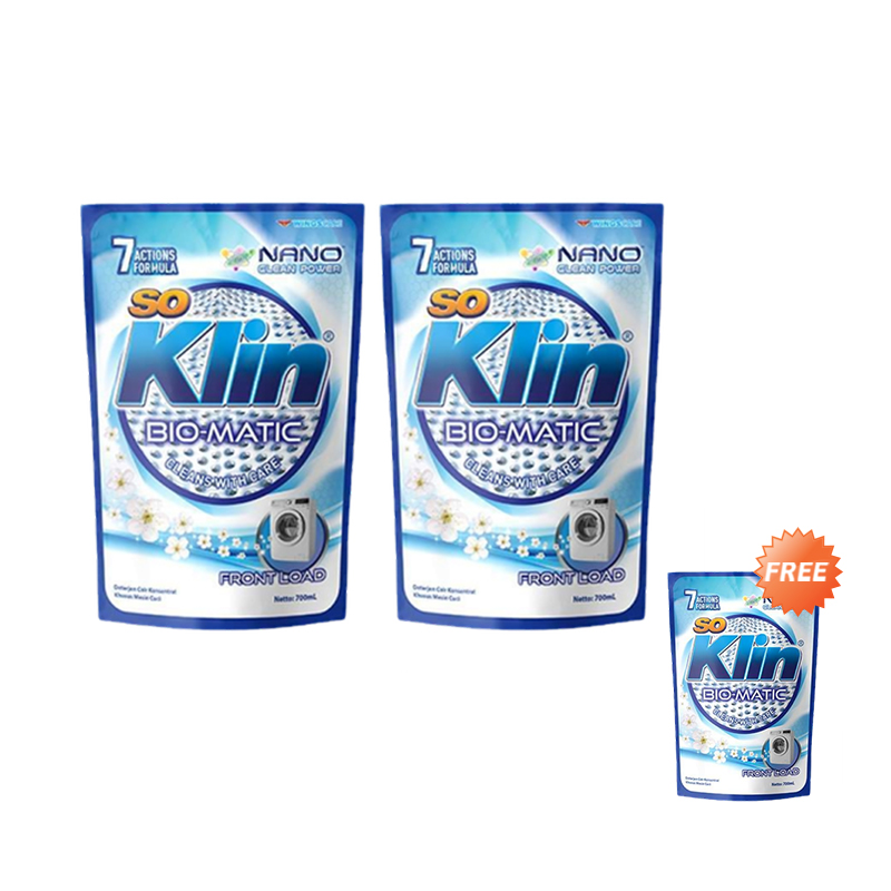Promo Buy 2 Get 1 - Soklin Biomatic + Softener Liquid Detergent Front ...
