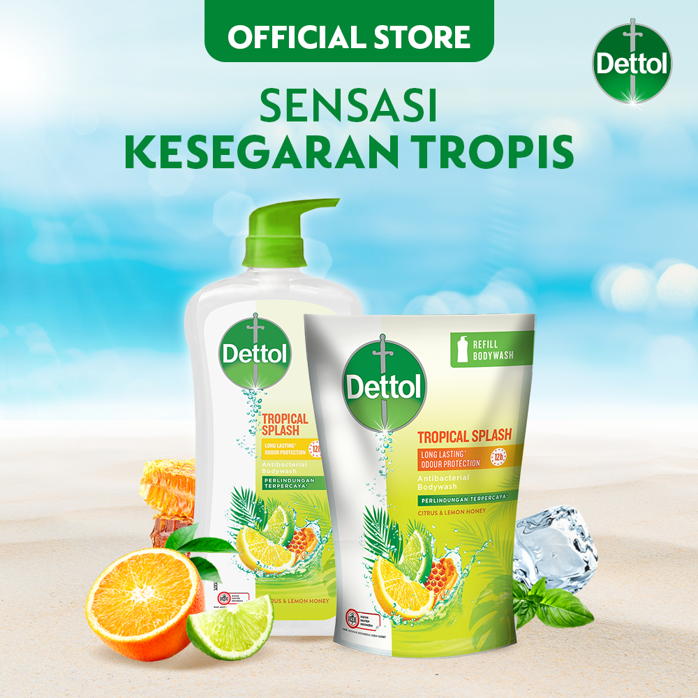 Jual Dettol Tropical Splash Body Wash [410 G] free dettol Disinfectant