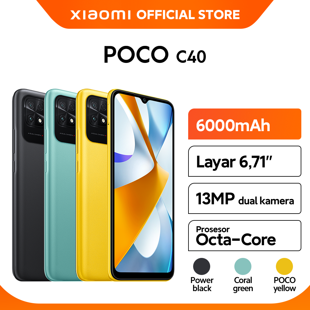 Jual Xiaomi Official POCO C40 (3/32GB) 6000mAh Layar Besar 6,71 13MP ...