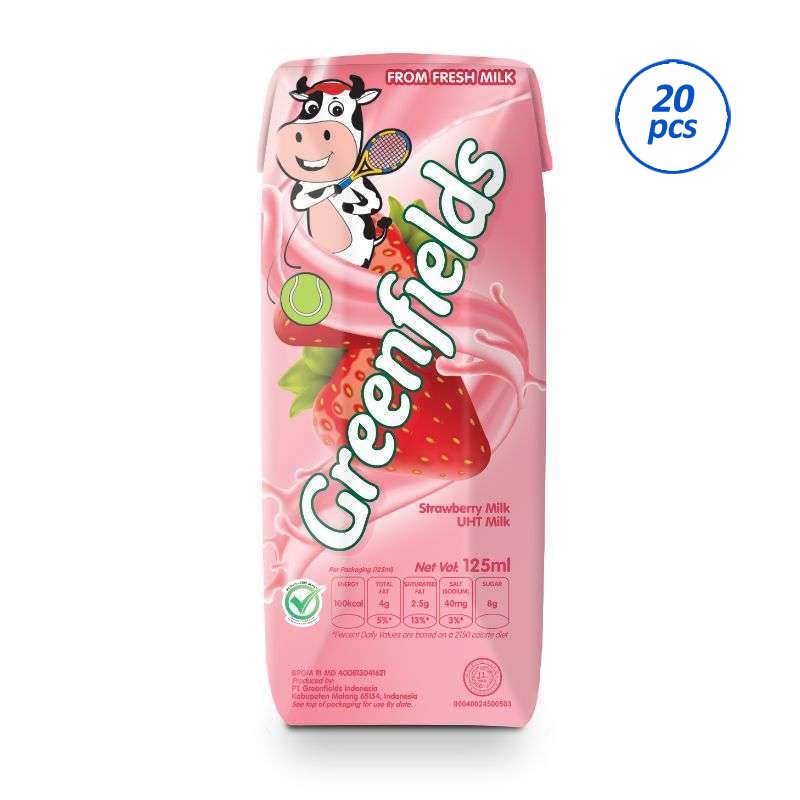 Promo Greenfields UHT Strawberry Minuman Susu [125 mL/20 pcs] Diskon 19 ...