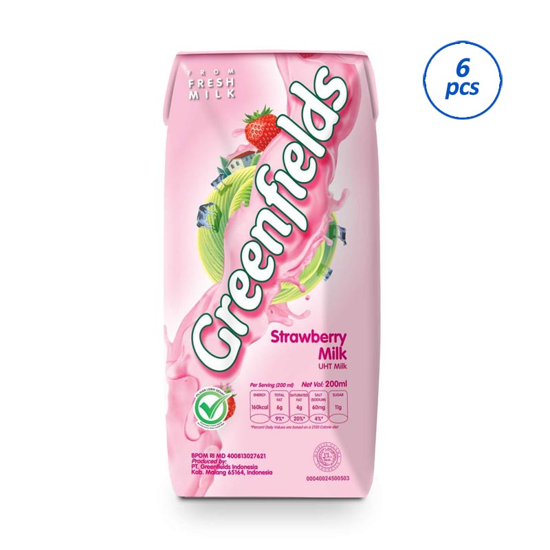 Promo Greenfields UHT Strawberry Minuman Susu [200 mL/6 pcs] Diskon 13% ...