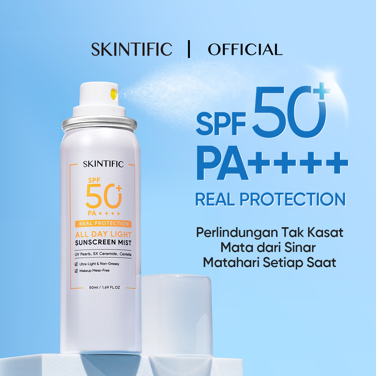 Promo Skintific All Day Light Sunscreen Mist SPF 50 PA++++ 50ml Diskon