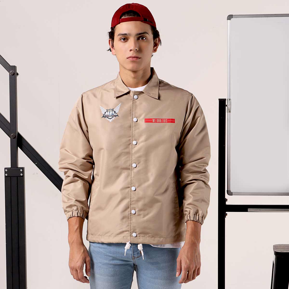 Cream top coach jacket