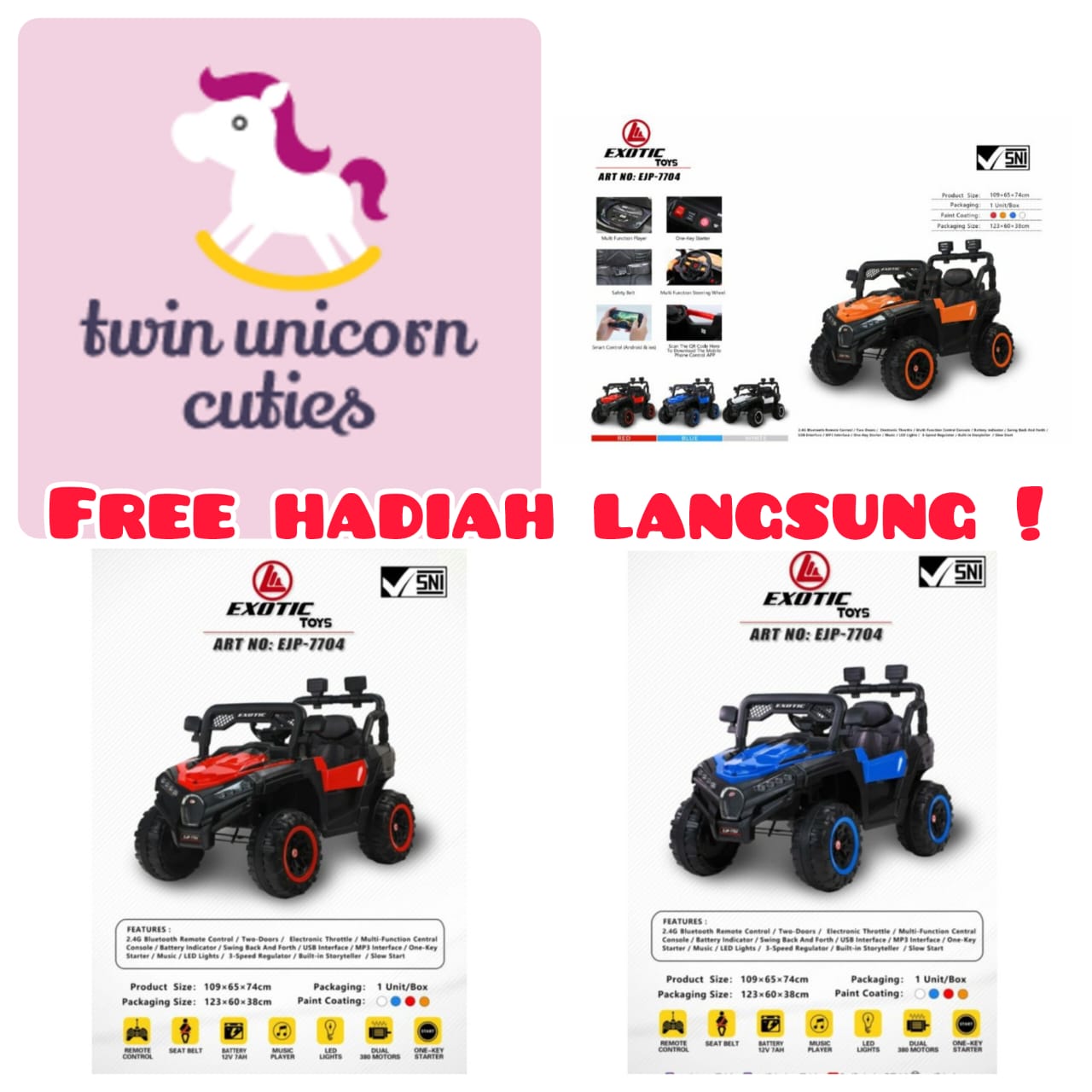 Jual EXOTIC MOBIL AKI ANAK JEEP PACIFIC EXOTIC 7704 REMOTE CONTROL di