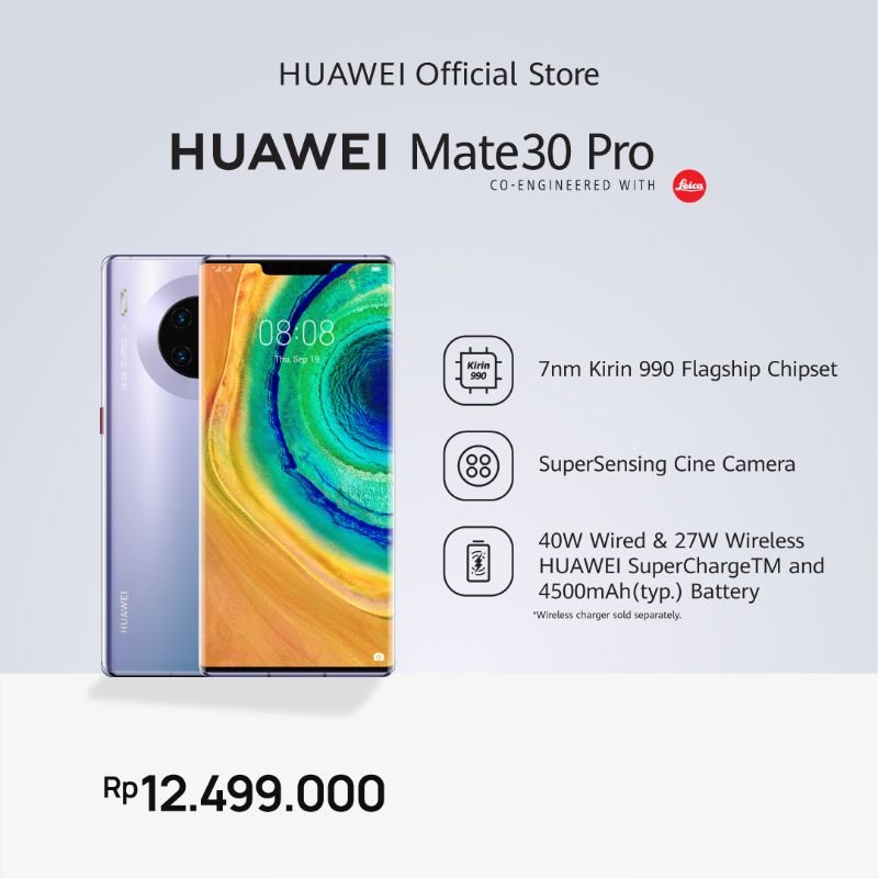 Jual Huawei Mate 30 Pro Smartphone [8+256GB] | Kirin 990 | 40MP