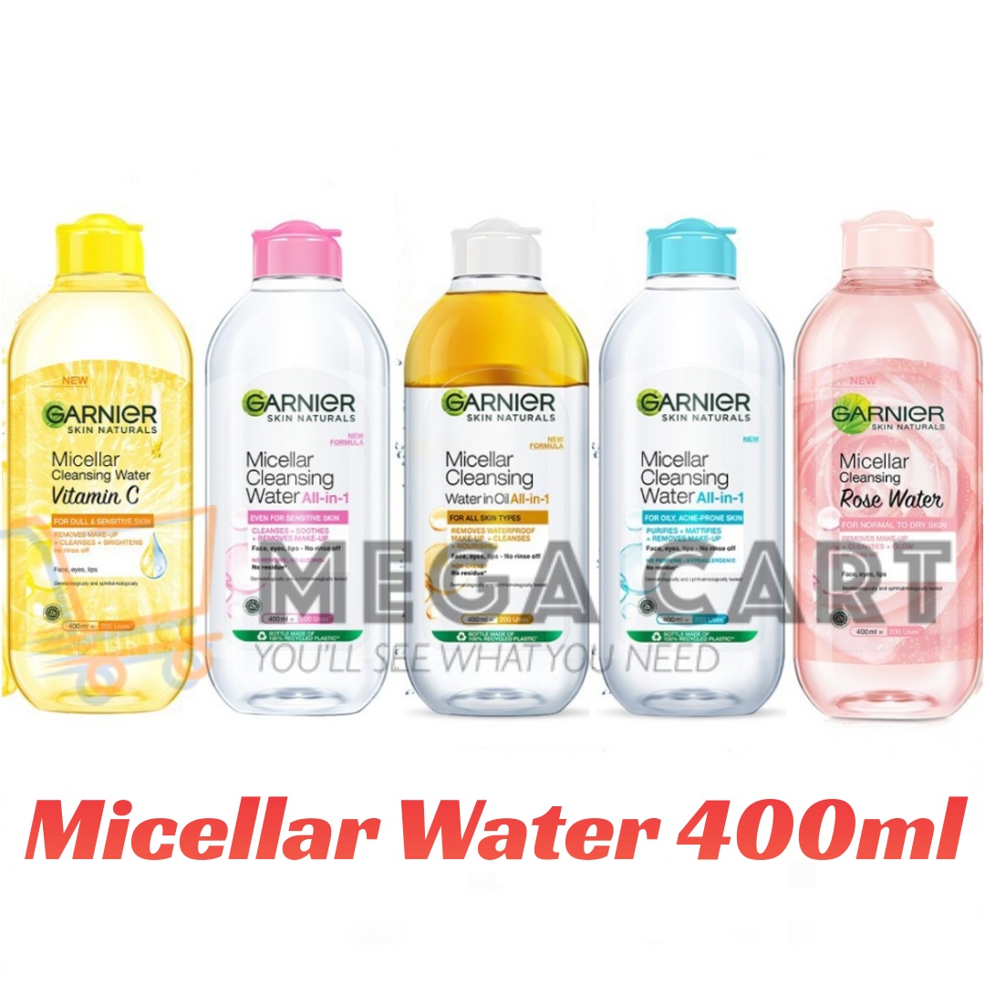 Promo Micellar Water Garnier 400ml Pink Blue Biphase Rose