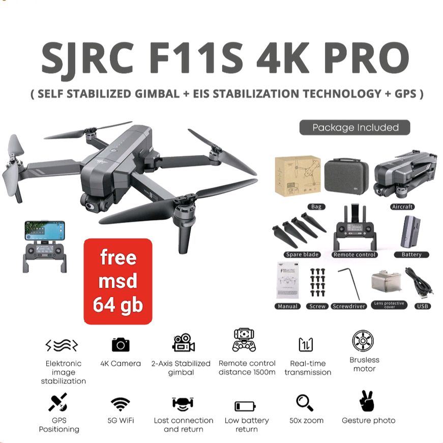 Jual SJRC F11 PRO S PTZ 4K Version EIS Dual AntiShake Self-Stabilized ...