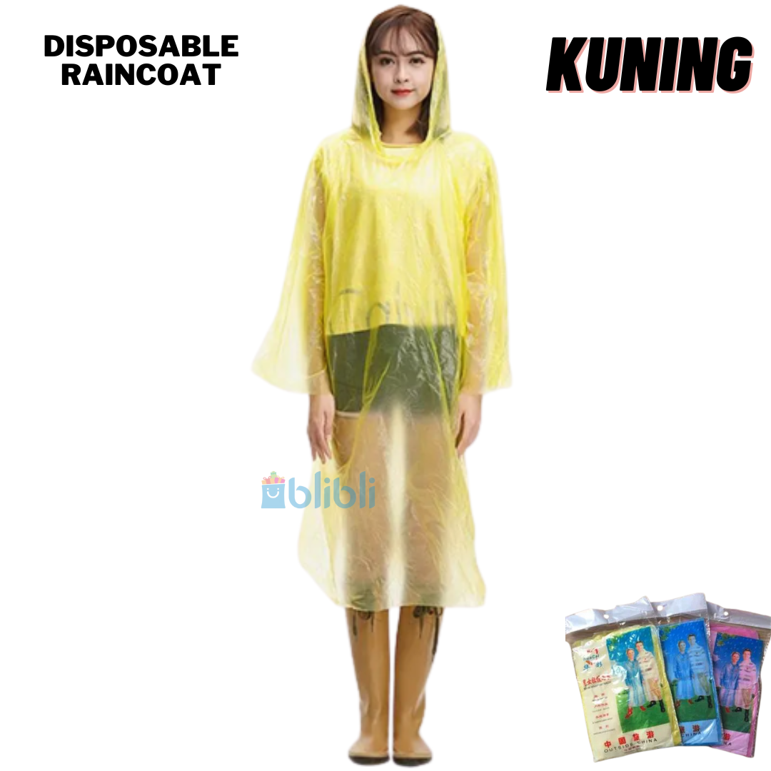 Promo Jas Hujan Plastik Ponco Disposable Sekali Pakai Emergency Darurat