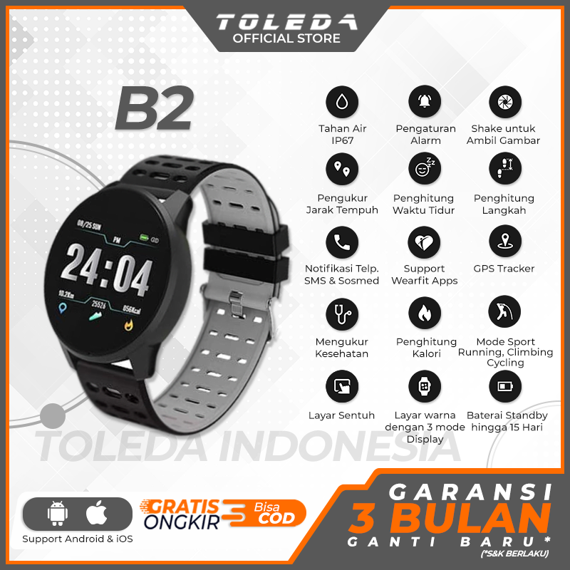 Promo Toleda TLW B2 Original 100% Smartwatch di Seller Toleda Indonesia  Official Store - Kab. Tangerang, Banten | Blibli