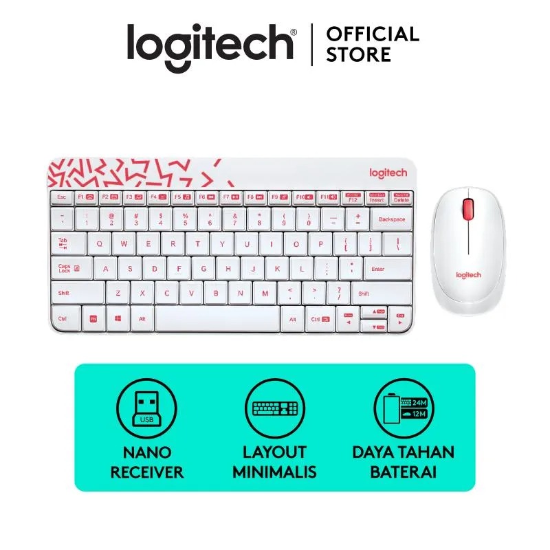 Promo Logitech Mk240 Nano Wireless Keyboard & Mouse Combo White