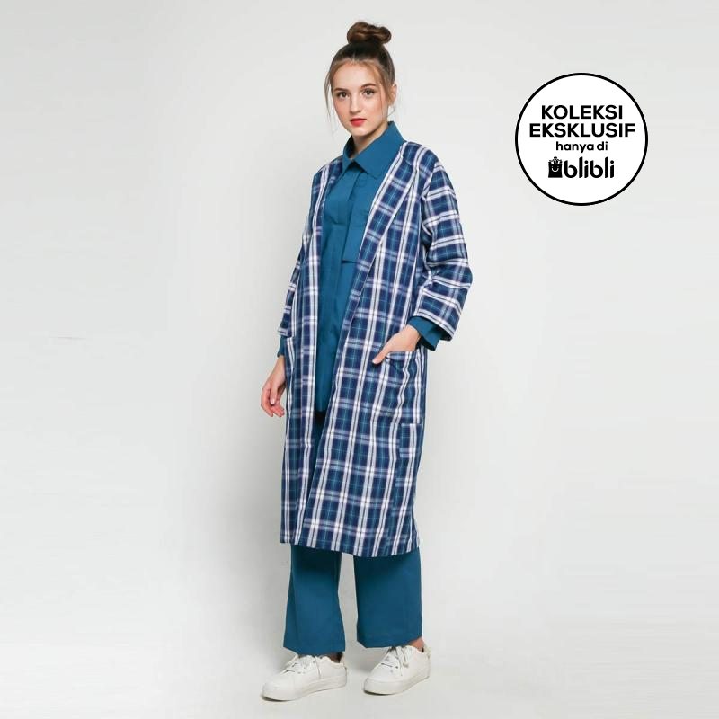 ATS The Label Naeema Outerwear Bli18 Outer Wanita - Plaid Navy