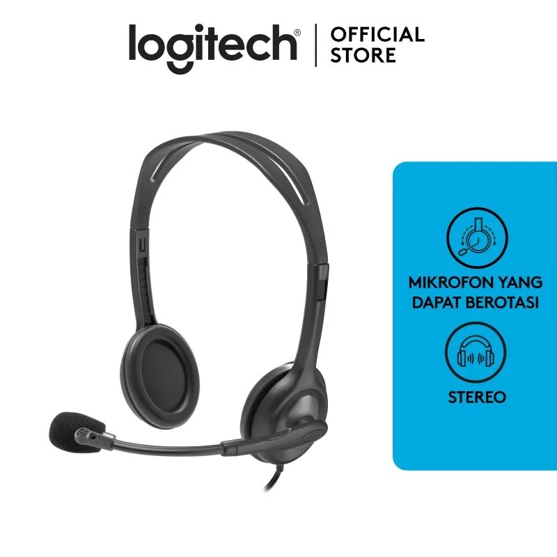 Promo Logitech H110 Stereo Headset with NoiseCanceling Mic Diskon 40 di Seller Logitech