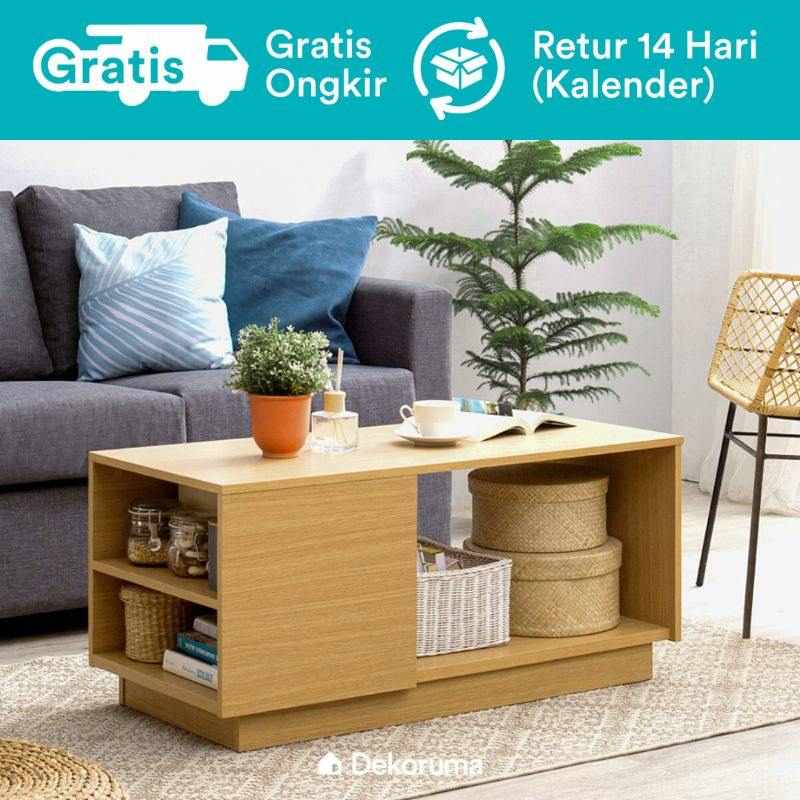 Jual Dekoruma Moku Coffee Table Meja Tamu Minimalis Dengan Rak Susun Dari Kayu Olahan Murah Mei 2021 Blibli