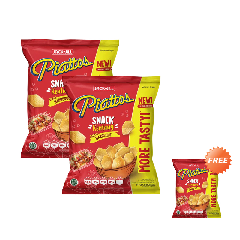 Promo Beli 2 Gratis 1 PIATTOS Rasa Barbeque [75 g] Diskon 25% di Seller ...