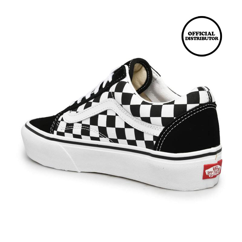 vans black checkerboard platform